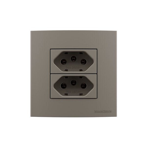 Placa Para Móveis 80x80 Com Tomada Dupla Margirius Sleek Colo
