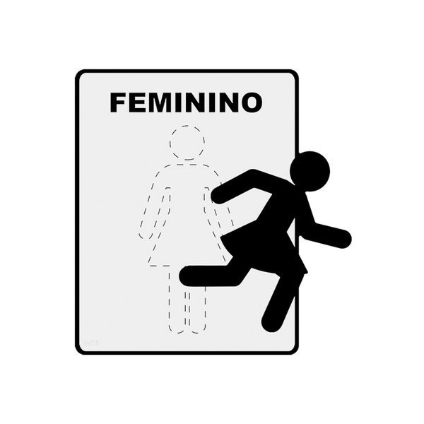 Placa Para Porta De Banheiro Feminino Divertida Boneco Corren