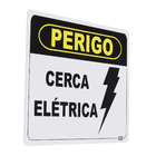 Placa "Perigo Cerca Elétrica" Plástico 23x18cm