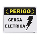 Placa "Perigo Cerca Elétrica" Plástico 23x18cm