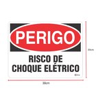 Placa Perigo Risco de Choque Elétrico 15x20 Adesiva PVC