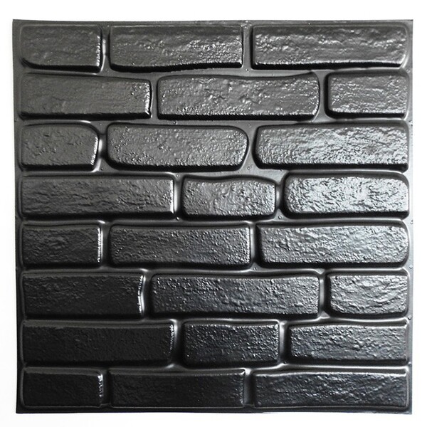 Placa Pianel Pvc Tijolinho Preto 3d Revestimento De Parede De