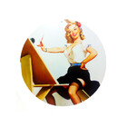 Placa Pin Up Girl Artista Plástica Redonda