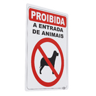 Placa "Proibido Animais" Plástico 23x18cm