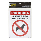 Placa "Proibido Animais" Plástico 23x18cm