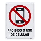 Placa "Proibido Celular" Plástico 23x18cm