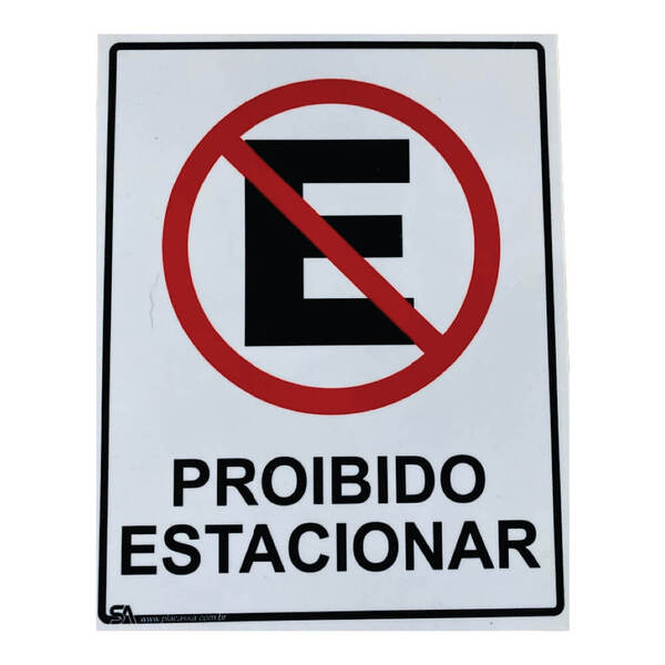 Placa Proibido Estacionar - 19cm X 24cm (kit 5 Unidades)