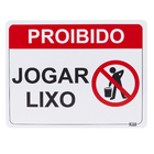Placa "Proibido Jogar Lixo" Plástico 23x18cm