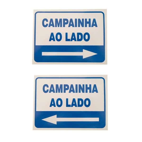 Placa Pvc Sinalização Aviso Campainha Ao Lado Auto Adesiva