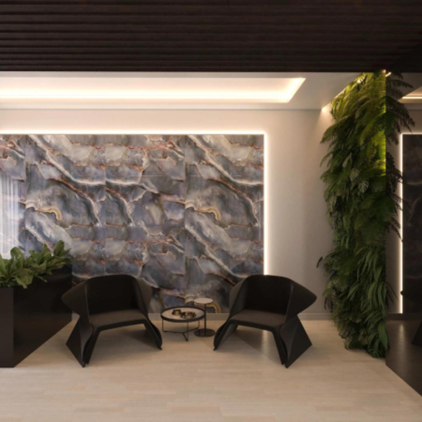 Placa Resina Imitação De Pedra Mármore Formix 3d - Onice Blue