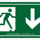 Placa Saída Abaixo Ponto Do Incêndio Fotoluminescente Tamanho