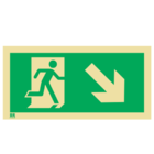 Placa Saída Emergência Desce Direita S6 12x24cm Fotoluminesce