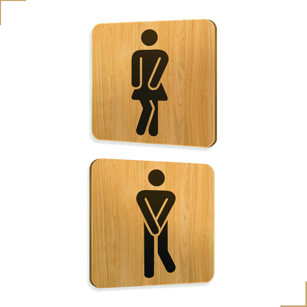 Placa Sanitário Banheiro Masculino Feminino Decorativo Em Mdf