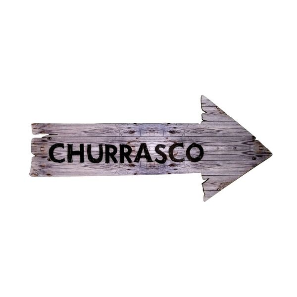 Placa Seta Direita De Mdf Decorativa Churrasco 18x40 Cm - D'r