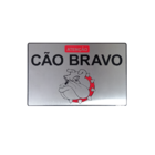Placa Sinalização Adesiva Alerta Cão Bravo 15x23 Cm Aluminio