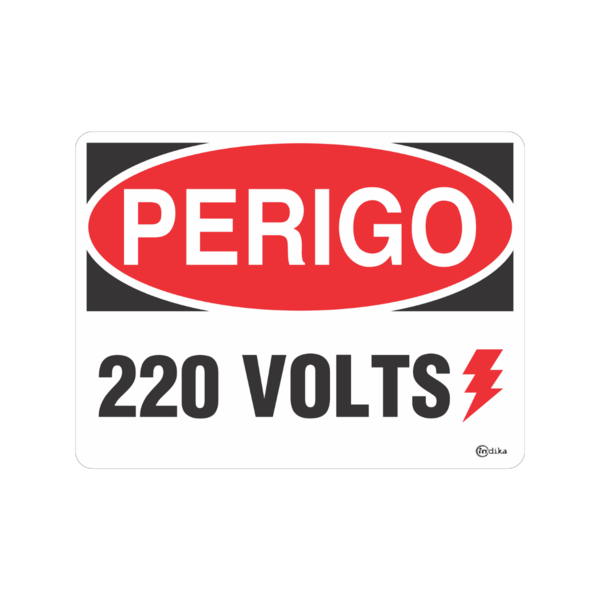 Placa Sinalização Adesiva Indicativa Perigo 220v 15x20 Cm Pvc