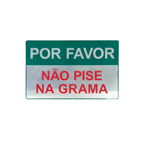 Placa Sinalização Adesiva Não Pise na Grama Aluminio 15x23 Cm