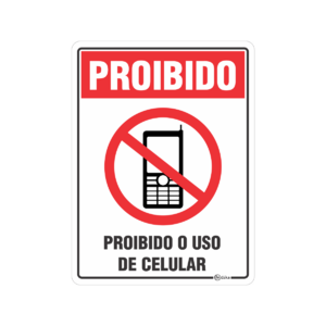 Placa Sinalização Adesiva Pvc Proibido Uso Celular 15x20 Cm