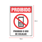Placa Sinalização Adesiva Pvc Proibido Uso Celular 15x20 Cm