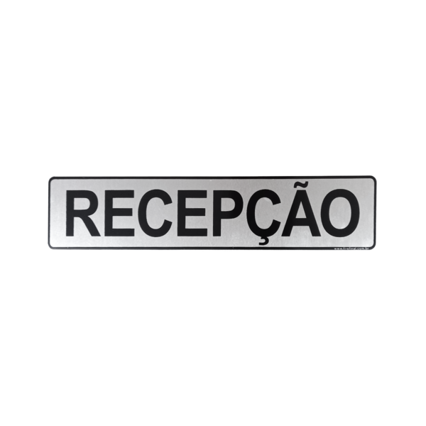 Placa Sinalização Adesiva Recepção 25x5 Cm Aluminio Resistente