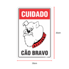 Placa Sinalização Alerta Cuidado Cão Bravo 20x30 Cm Pvc Resis