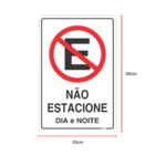 Placa Sinalização Atenção Proibido Estacionar Dia/Noite 20x30