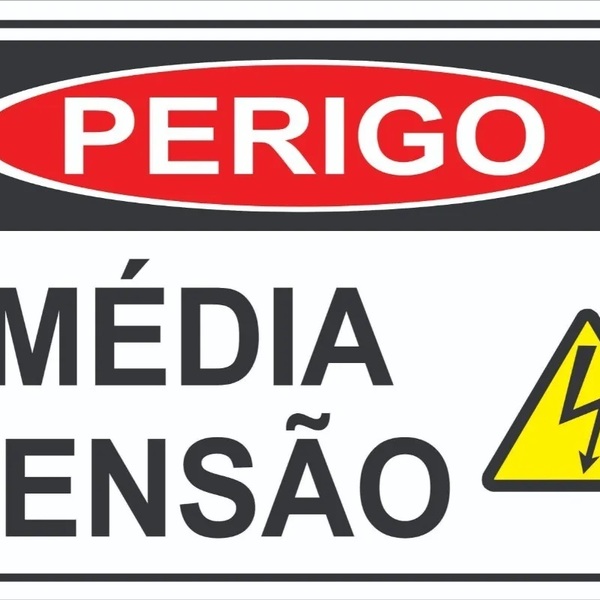 Placa Sinalização De Perigo Média Tensão Energia Elétrica Tam