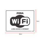 Placa Sinalização Indicativa Zona com Wifi 15x20 Cm Pvc Ultra