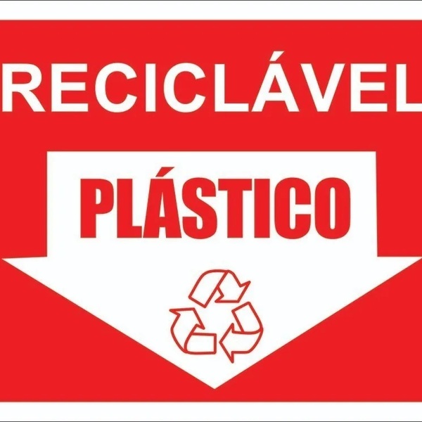 Placa Sinalização Lixo Reciclável Plástico Tamanho 15x20cm