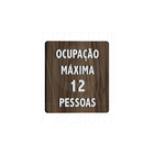 Placa Sinalização Madeira Ocupação Maxima 12 Pessoas Sala