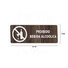 Placa Sinalização Madeira Proibido Bebida Alcoólica Parede