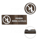 Placa Sinalização Madeira Proibido Bebida Alcoólica Parede