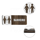 Placa Sinalização Madeira Sanitários Banheiro Homem Mulher