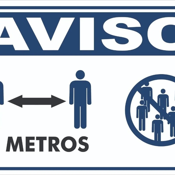 Placa Sinalização Mantenha Distância Evite Aglomeração Tamanh