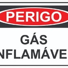Placa Sinalização Perigo Gás Inflamável Tamanho 20x30cm