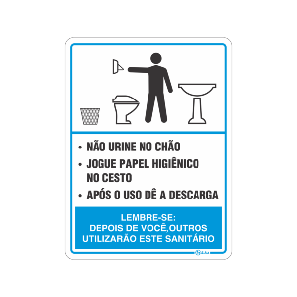 Placa Sinalização Procedimento Sanitário Banheiro Masculino 1