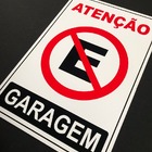 Placa Sinalização Proibido Estacionar em frente a garagem 30x