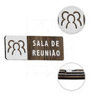 Placa Sinalização Sala De Reunião Madeira Indicativa Porta