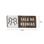 Placa Sinalização Sala De Reunião Madeira Indicativa Porta