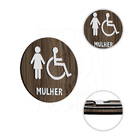 Placa Sinalização Sanitário Deficiente Madeira Feminino