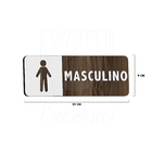 Placa Sinalização Sanitário Empresa Madeira Masculino Porta