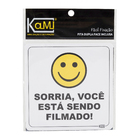Placa "Sorria, Sendo Filmado" Plástico 15x15cm