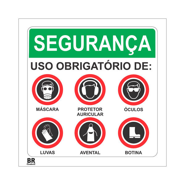 Placa Uso Obrigatório De Epi's 20x20cm Br Controll