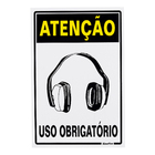 Placa "Uso Obrigatório de Fone de Ouvido" Plástico 15x20cm