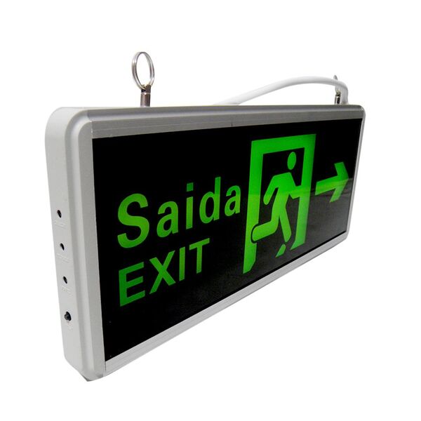 Placas De Sinalizaçao Saida Bateria Dupla Face Exit Led Emerg