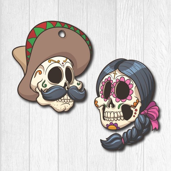 PLACAS DECORATIVAS CASAL CAVEIRAS MEXICANAS