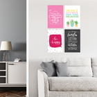 Placas Decorativas com Frases Alegria 30x40cm Kit 4un