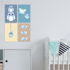Placas Decorativas Coruja Baby Azul MDF 20x30cm Kit 4un