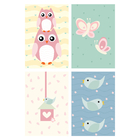 Placas Decorativas Coruja Baby Rosa MDF 20x30cm Kit 4un