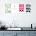 Placas Decorativas Cozinha Drinks e Desserts 20x30cm Kit 4un